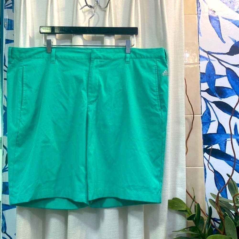 Adidas Climalite Golf Three Stripe Green Polyester & Spandex Golf Shorts 36